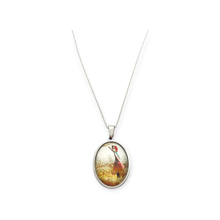 necklace steeil silver girl with umbrella